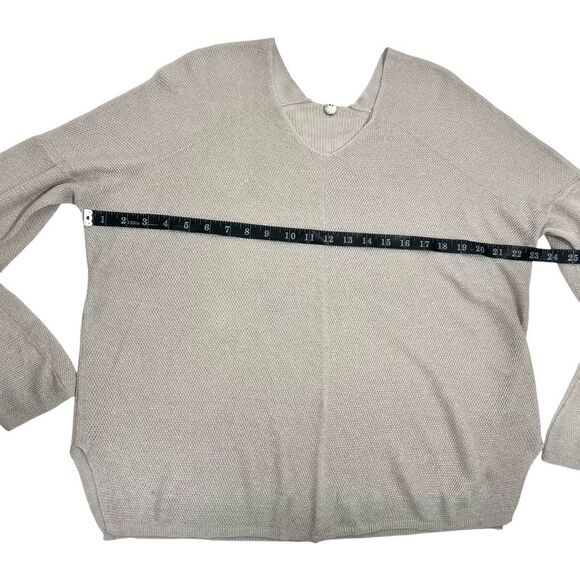 Margaret O'Leary Medium Lightweight Gray V-Neck Sweater Open Knit Linen - Picture 8 of 9